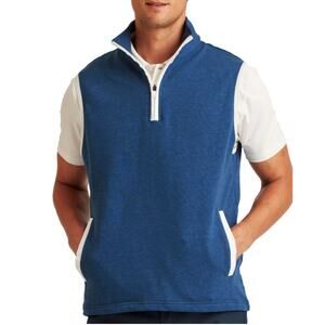 Bonobos Golf Knitted Stand Collar Vest 1/4 Zip Blue Performance Men's Sz M